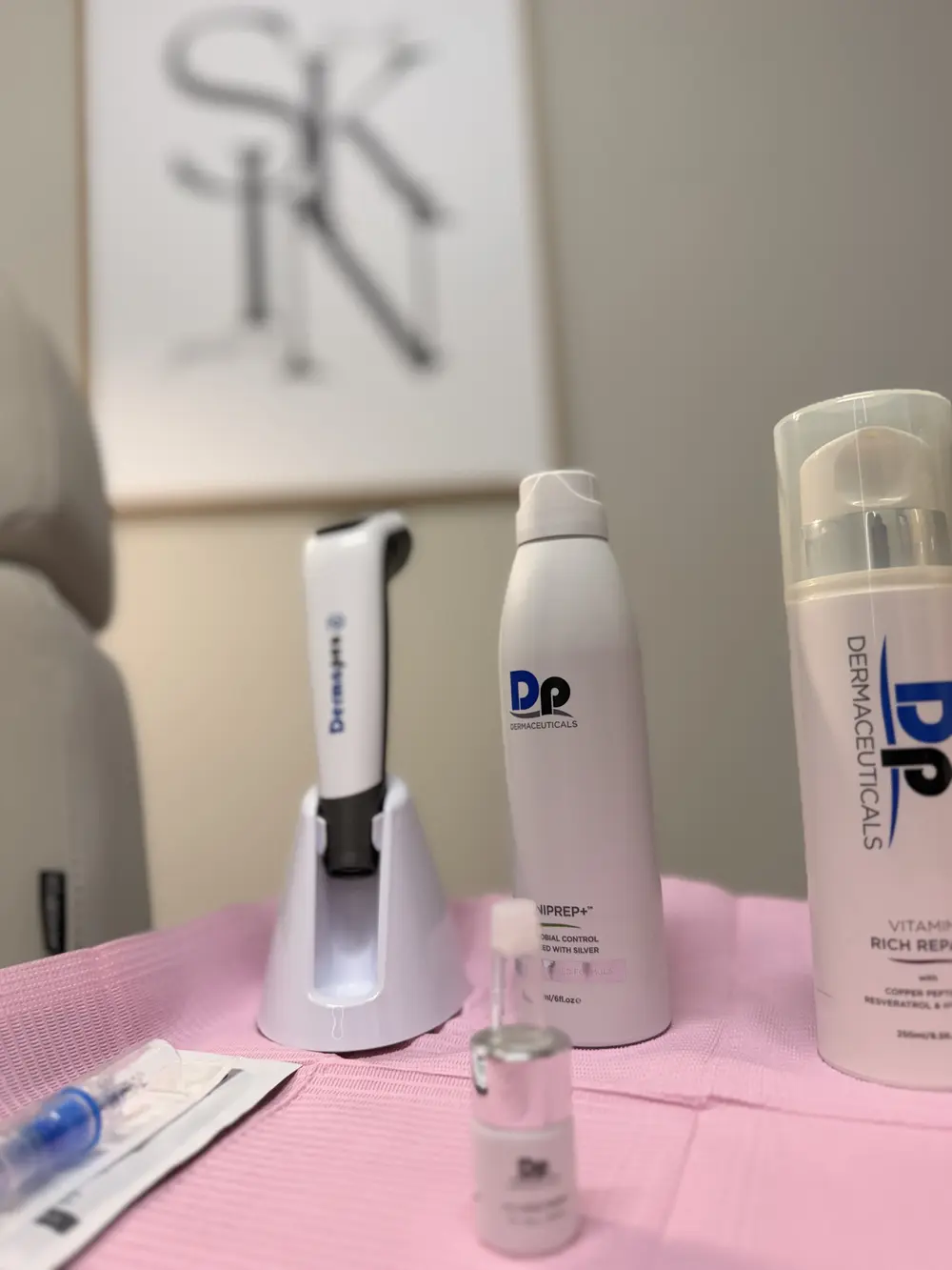 Dermapen 4 device and skincare products at LIVE Hydration Spa Cary